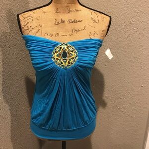 SKY Blue Strapless Top with Embellishment
